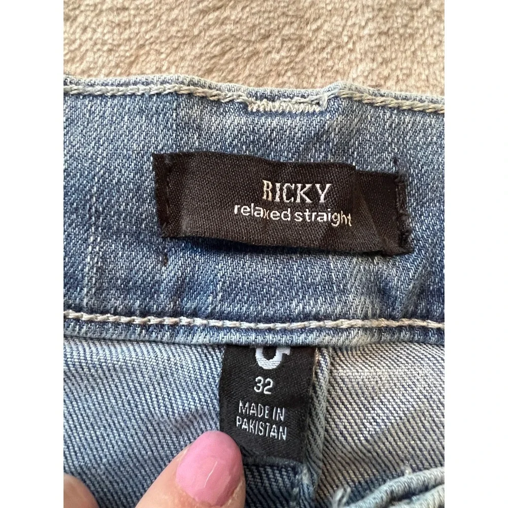True Religion Ricky Relaxed Straight Jeans Mens 32 Blue Flap Pocket